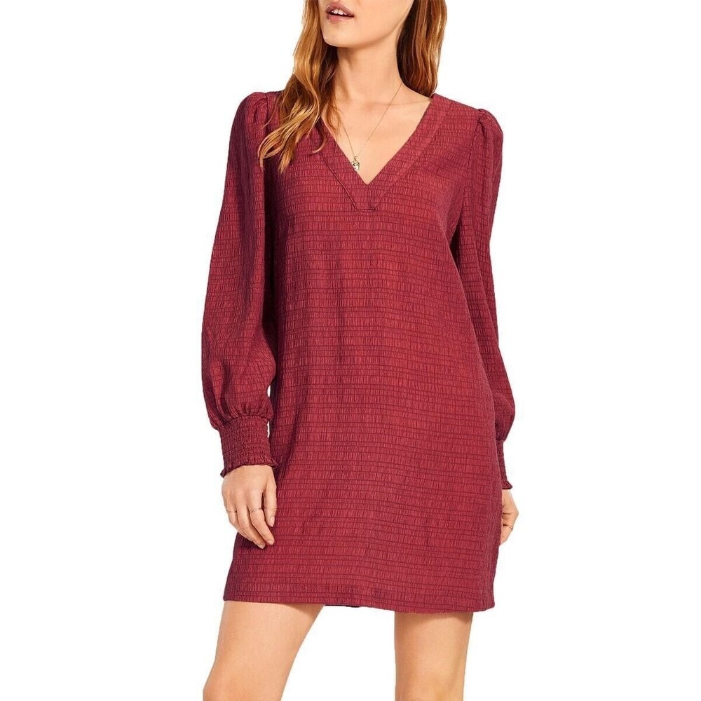 BB Dakota By Steve Madden Ruston Shift Dress Size XS V-Neck Burgundy Red NEW B53
